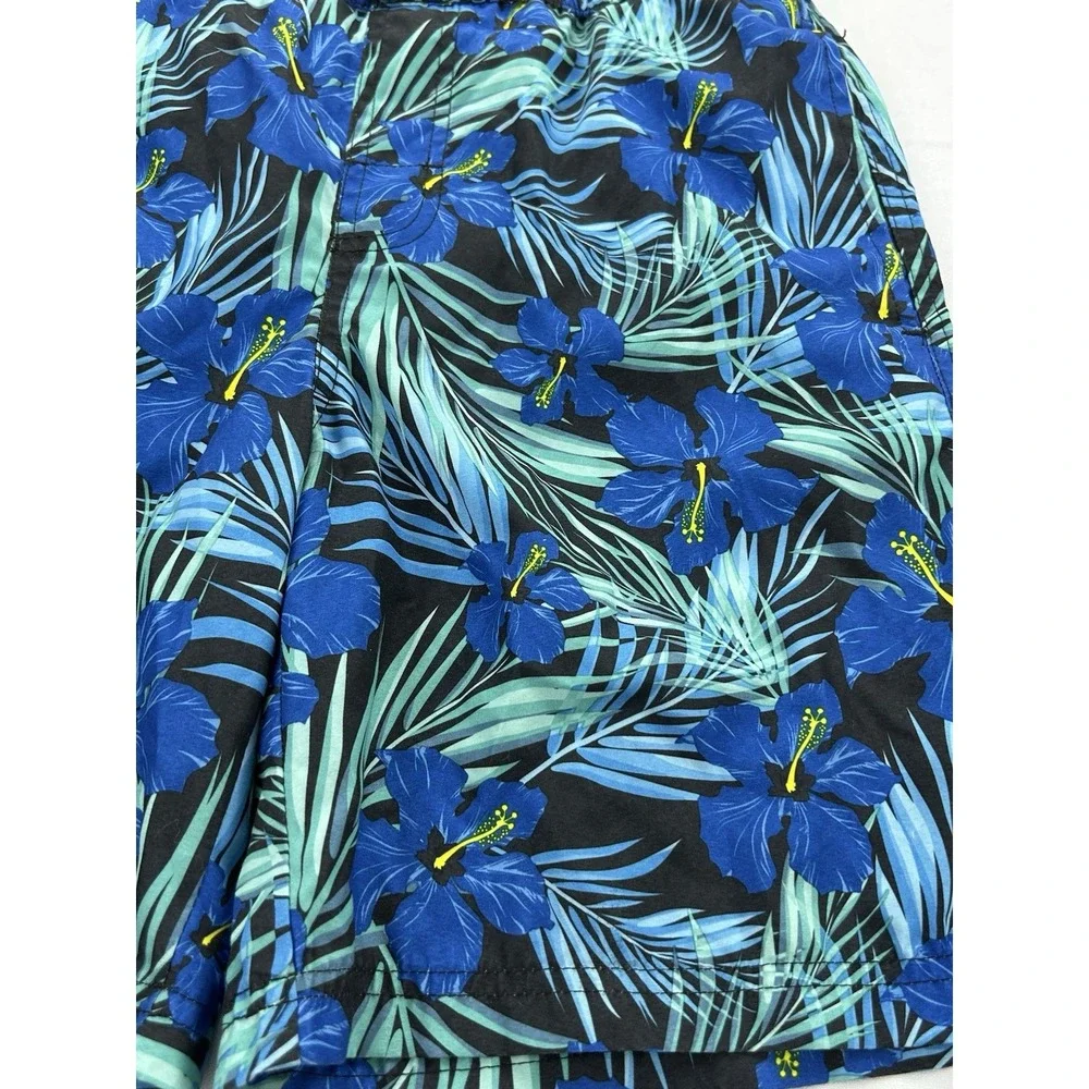 Revolution Boys XL 16/18 Swim Trunks Blue Tropical Hibiscus Floral Board Shorts